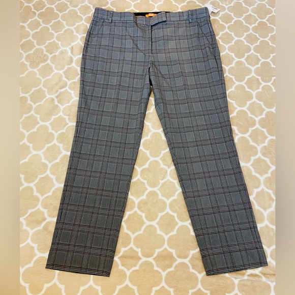 Plus Sized Gray and Red Plaid Pants - Picture 1 of 6